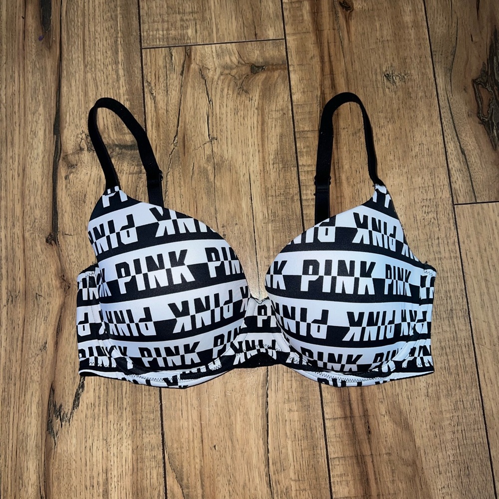 Black and white pink bra